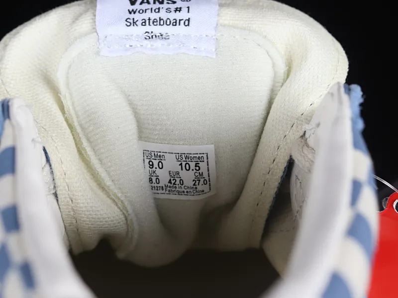 All categories Vans Vans series Vans Mid Vans Sk8-Mid Vans official haze blue checkerboard retro mid-top canvas vulcanized skateboard shoes VN0A391FOQN